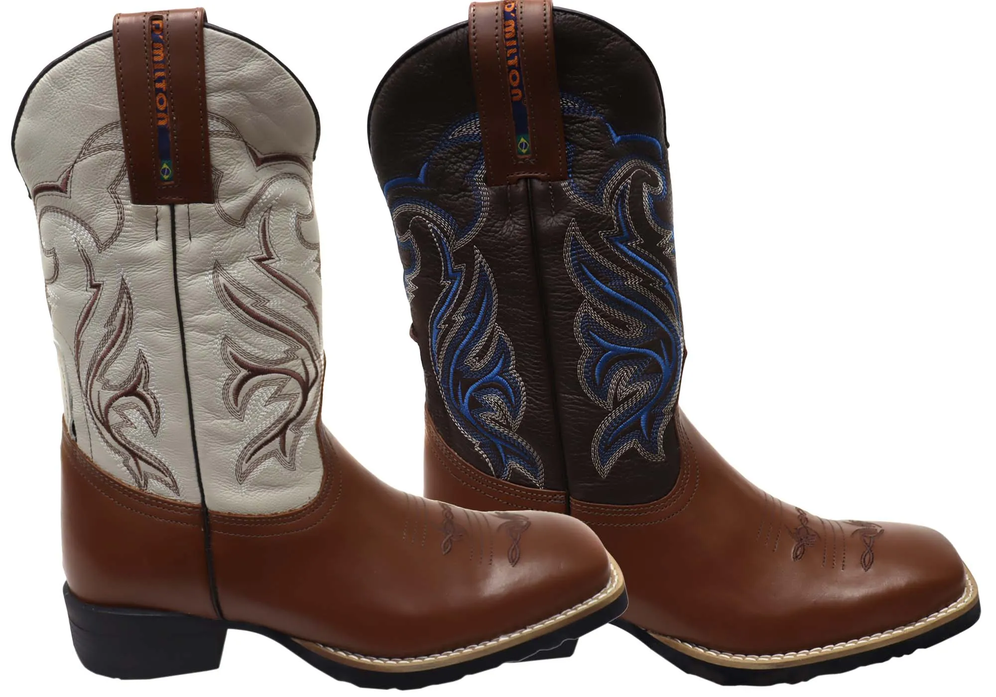 D Milton Banjo Herren Leder Bequeme Western Cowboy Stiefel D Milton Schuhe