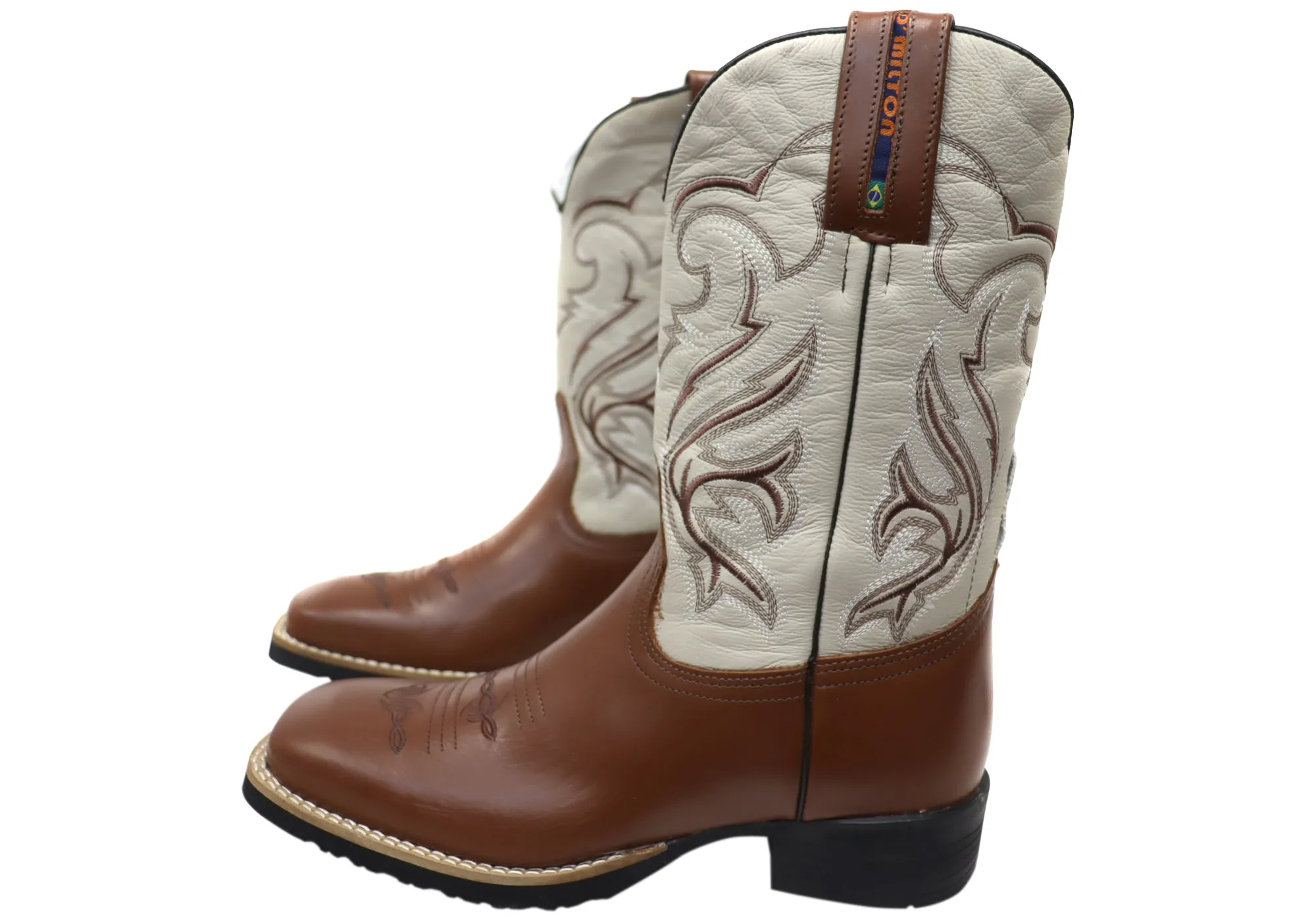 D Milton Banjo Herren Leder Bequeme Western Cowboy Stiefel D Milton Schuhe