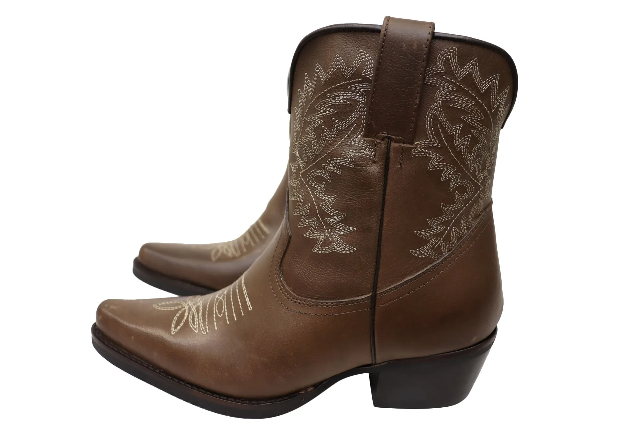 D Milton Edwina Damen Leder Western Cowboy Knöchelstiefel D Milton Schuhe