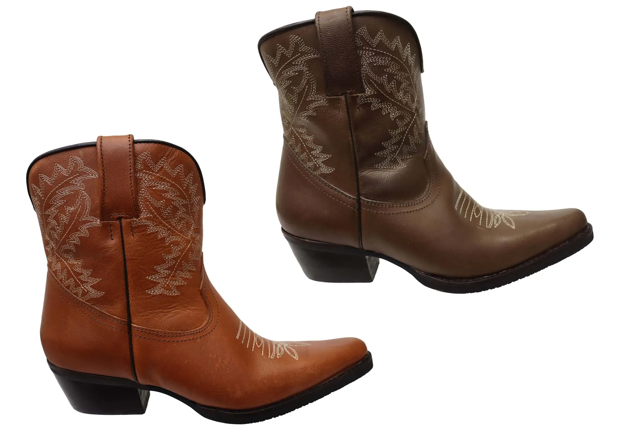 D Milton Edwina Damen Leder Western Cowboy Knöchelstiefel D Milton Schuhe