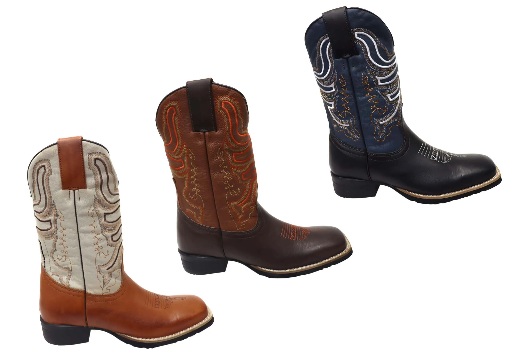 D Milton Ridgeland Herren Leder Bequeme Western Cowboy Stiefel D Milton Schuhe