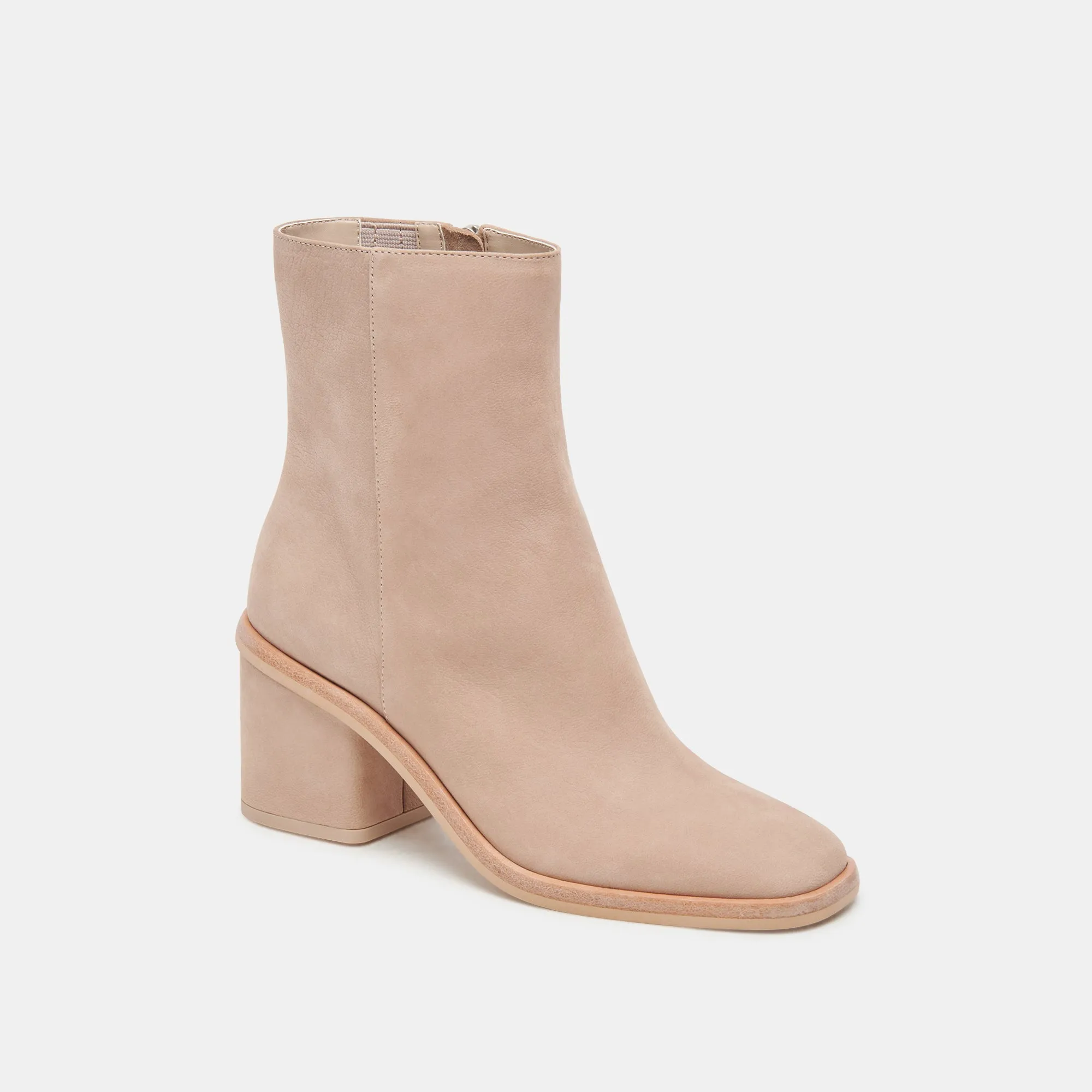 ELEGANTE STIEFELETTEN IN NUBUK-LEDER TAUPE