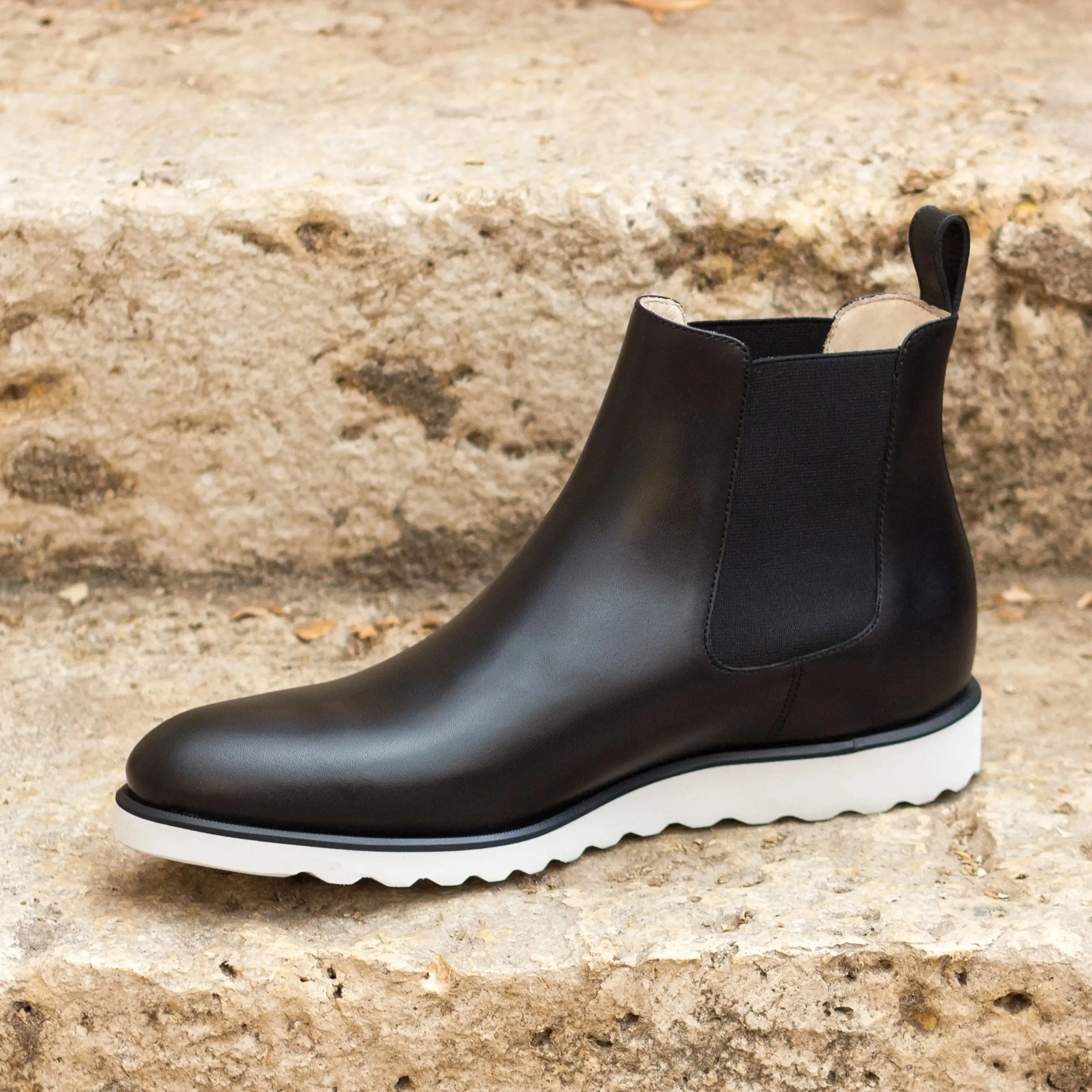 Dapperfam Schuhe DapperFam Monza in Schwarz Herren Italienische Leder Chelsea Stiefel