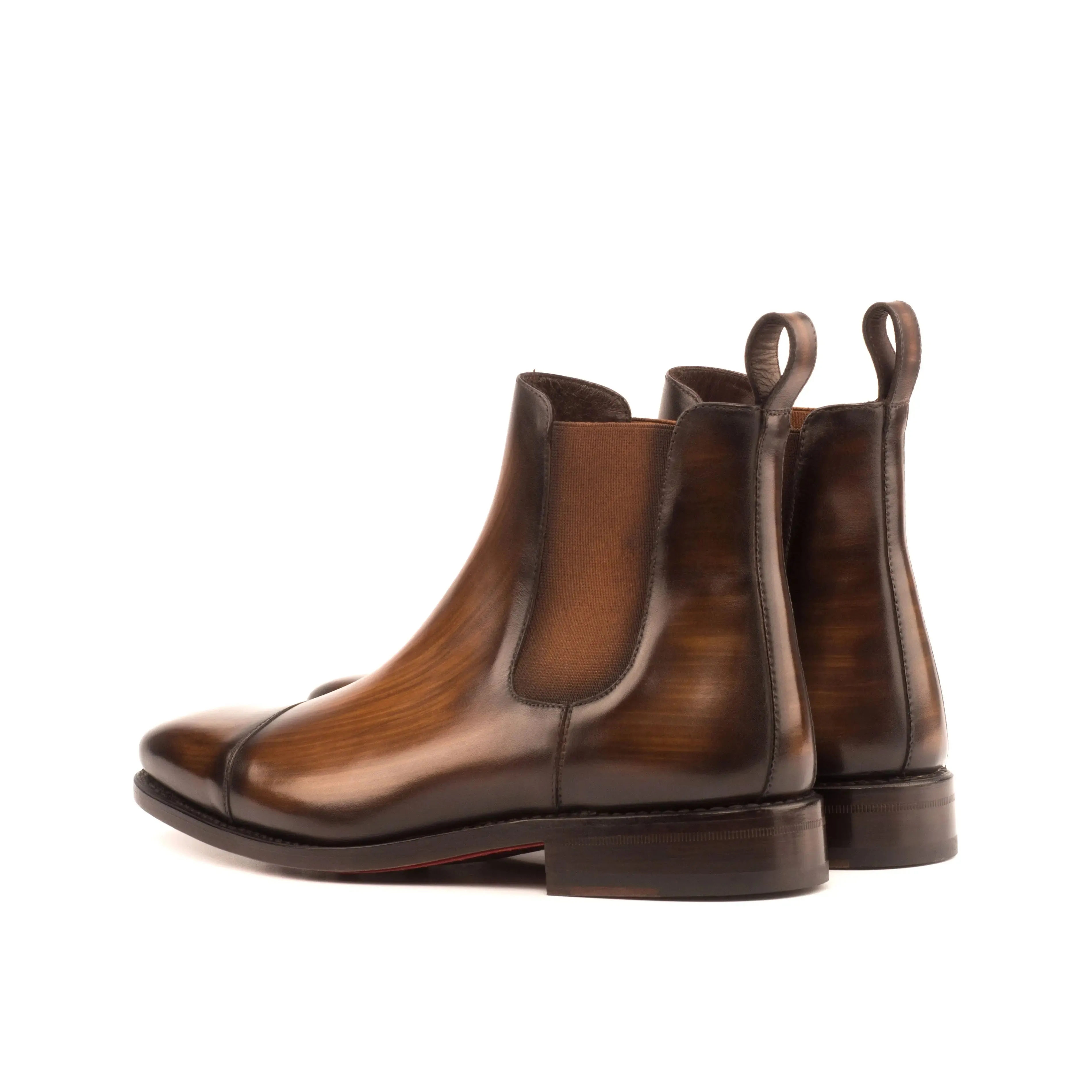 Dapperfam Schuhe DapperFam Monza in Braun Herren-Handbemalte Patina Chelsea-Stiefel