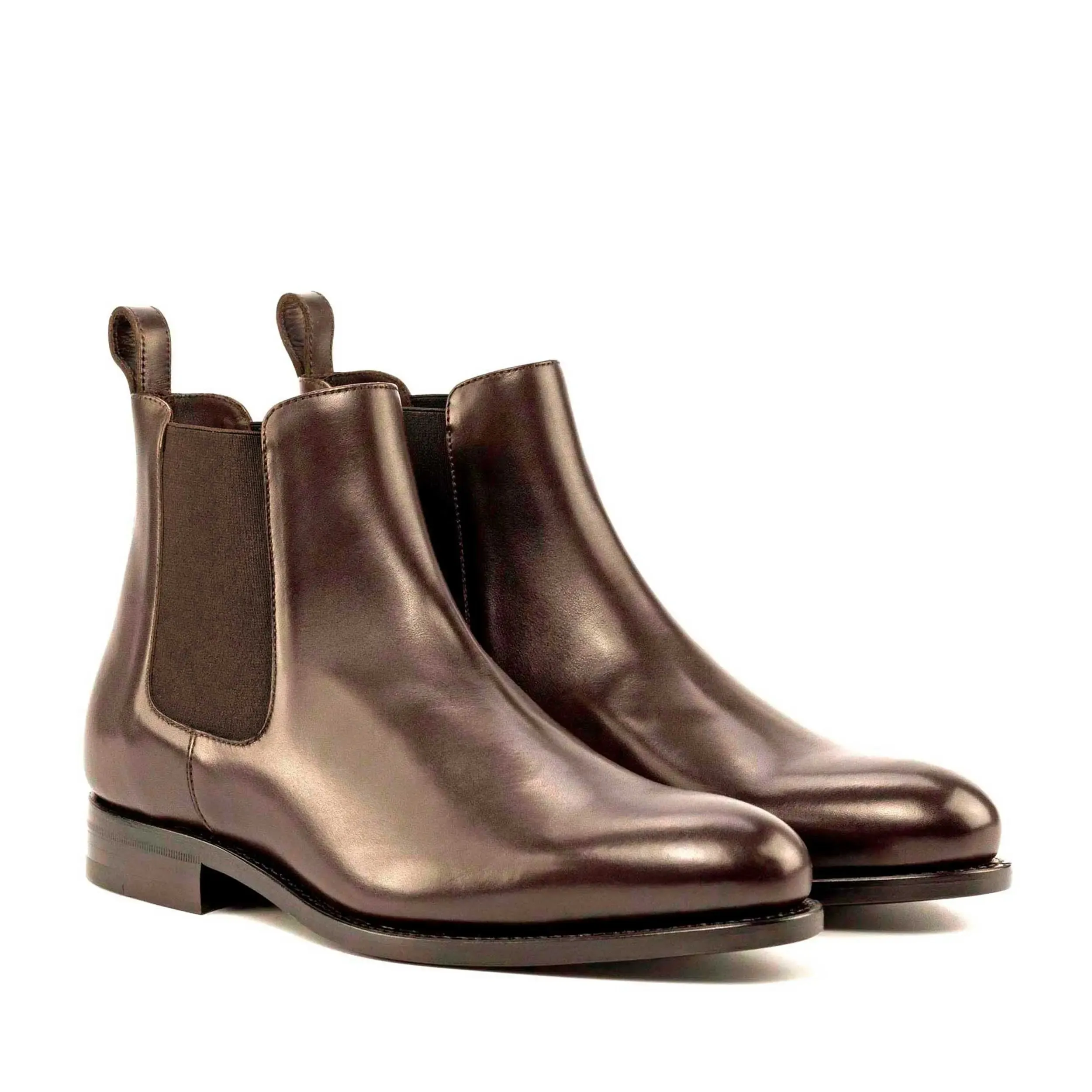 Dapperfam Schuhe DapperFam Monza in Dunkelbraun Herren Italienische Leder Chelsea Stiefel