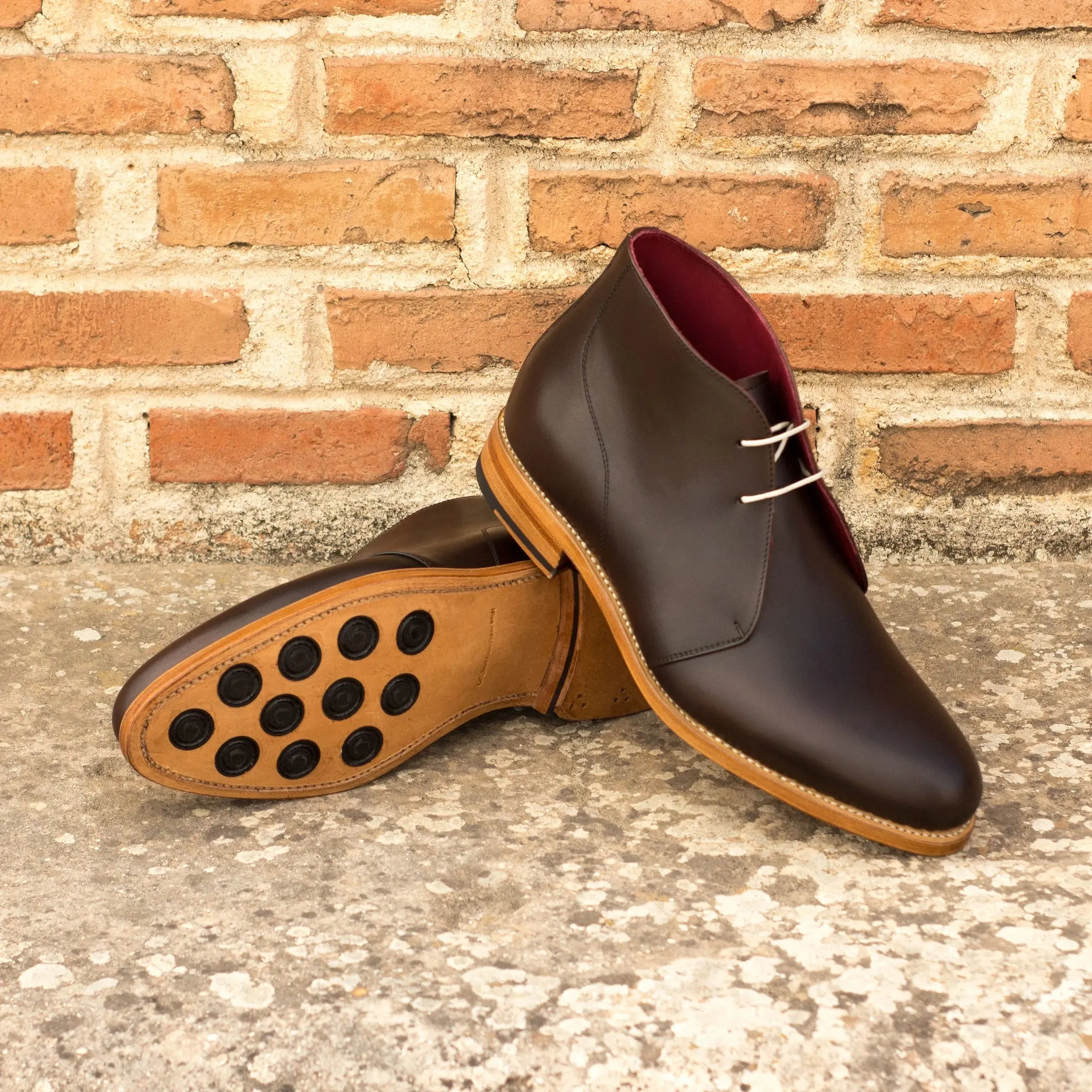 Dapperfam Schuhe DapperFam Vivace in Dunkelbraun Herren Italienisches Leder Chukka