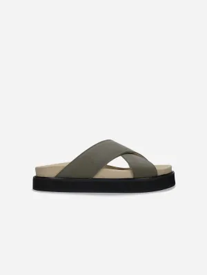 Davu Unisex Vegane Mikrofaser Cross-Plattform-Sandalen | Grün
