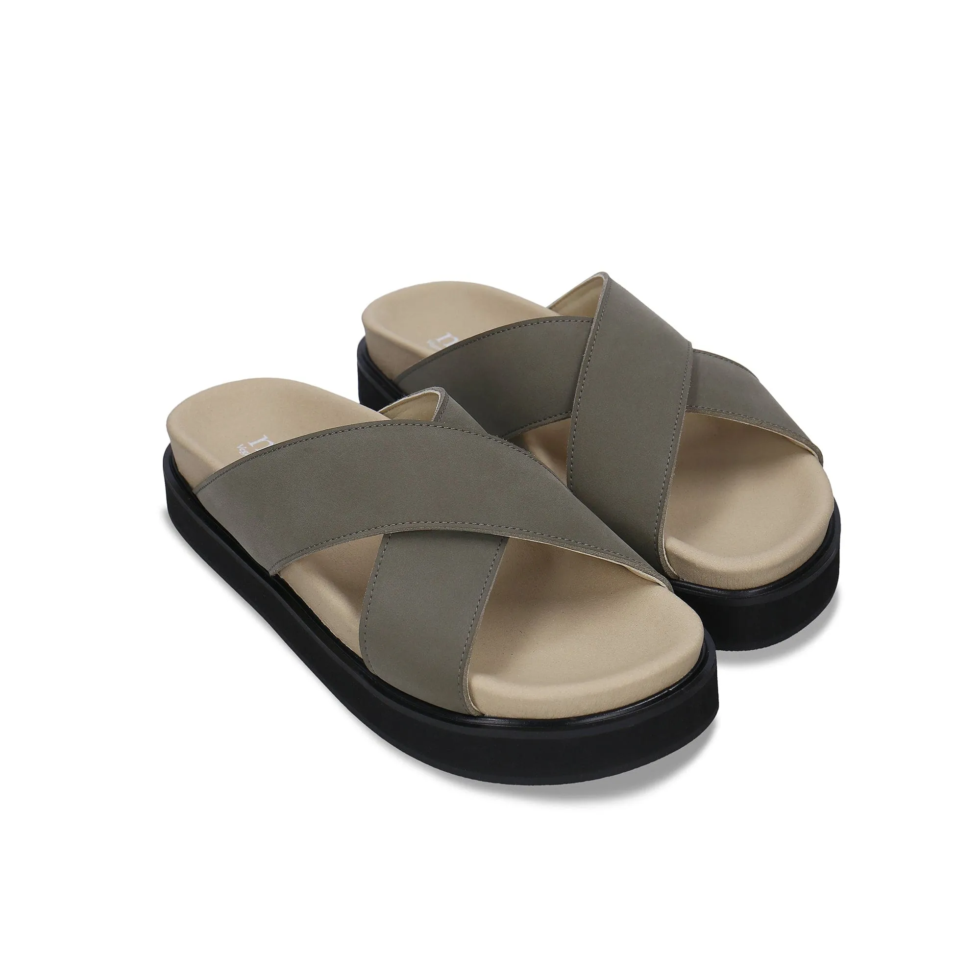 Davu Unisex Vegane Mikrofaser Cross-Plattform-Sandalen | Grün