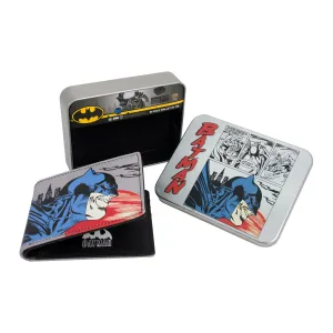 DC Comics Batman-Gesichtsaufdruck Brieftasche mit zwei Fächern in einer dekorativen Metalldose, Multi ecco Schuhe
