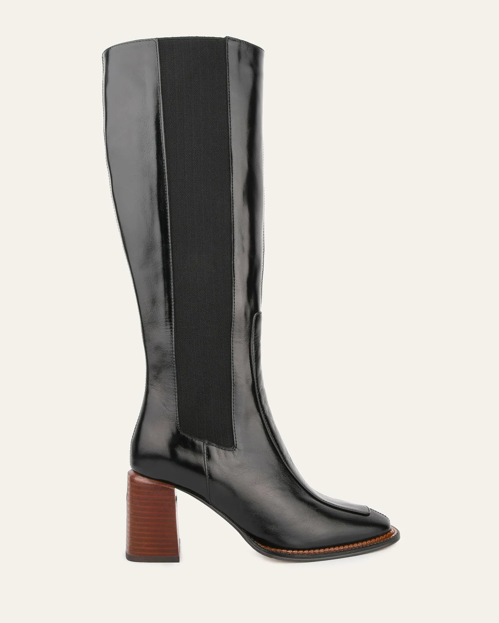GÖTTLICHE KNIE-STIEFEL AUS SCHWARZEM LEDER