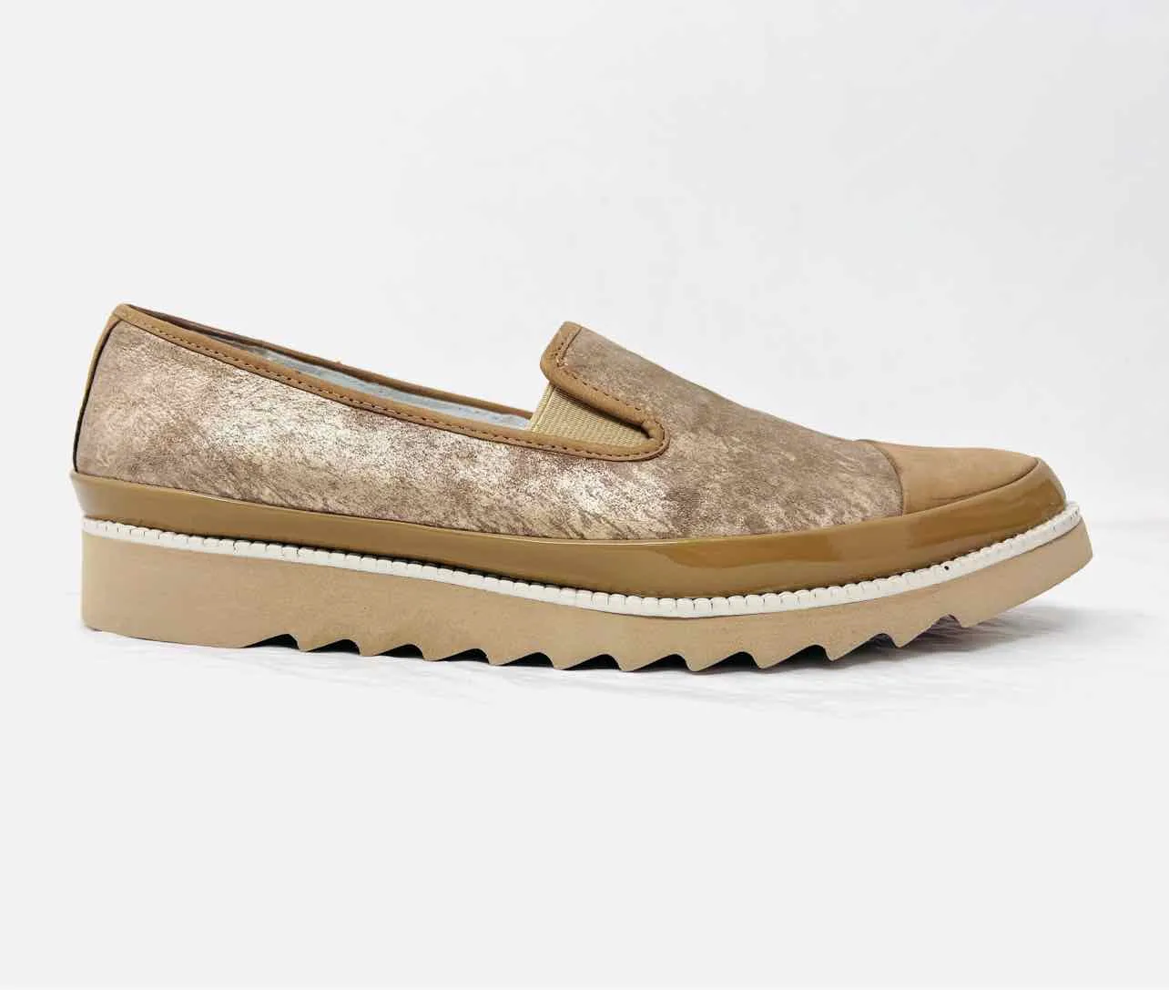 Donald Pliner Größe 8 Hellbraune Metallische Slip-On Designer Sneakers