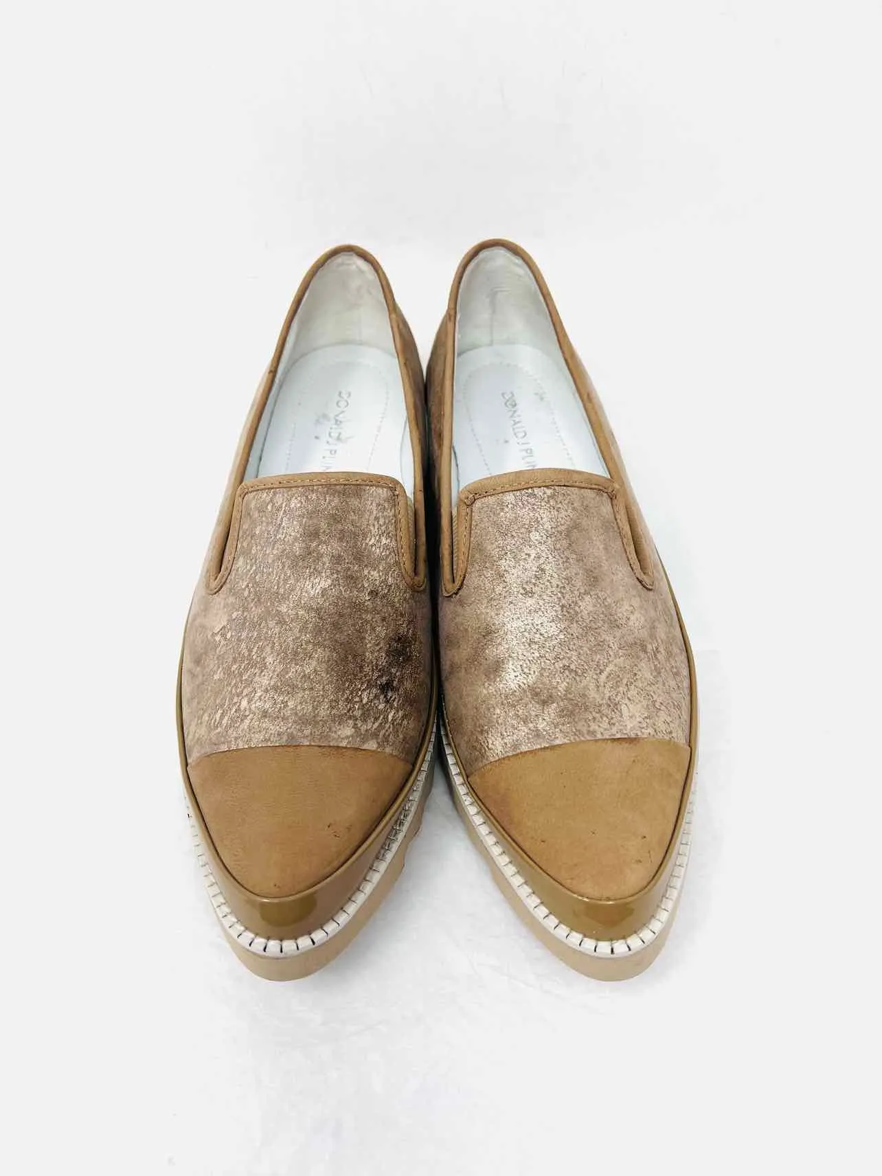 Donald Pliner Größe 8 Hellbraune Metallische Slip-On Designer Sneakers