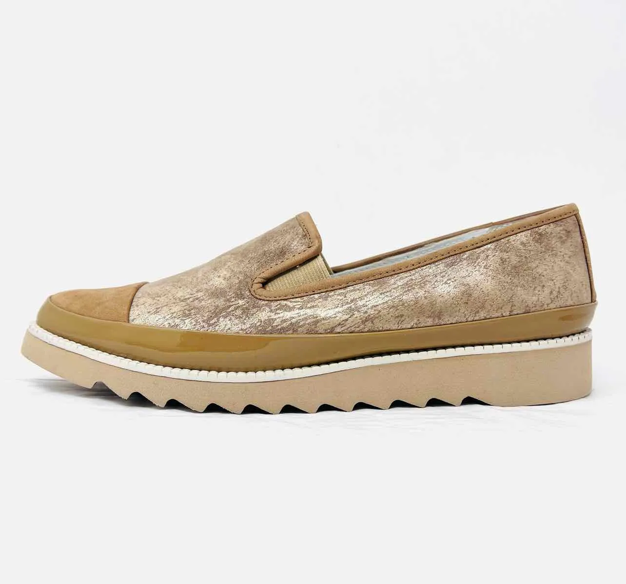 Donald Pliner Größe 8 Hellbraune Metallische Slip-On Designer Sneakers