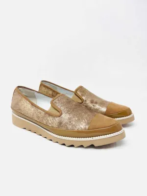Donald Pliner Größe 8 Hellbraune Metallische Slip-On Designer Sneakers
