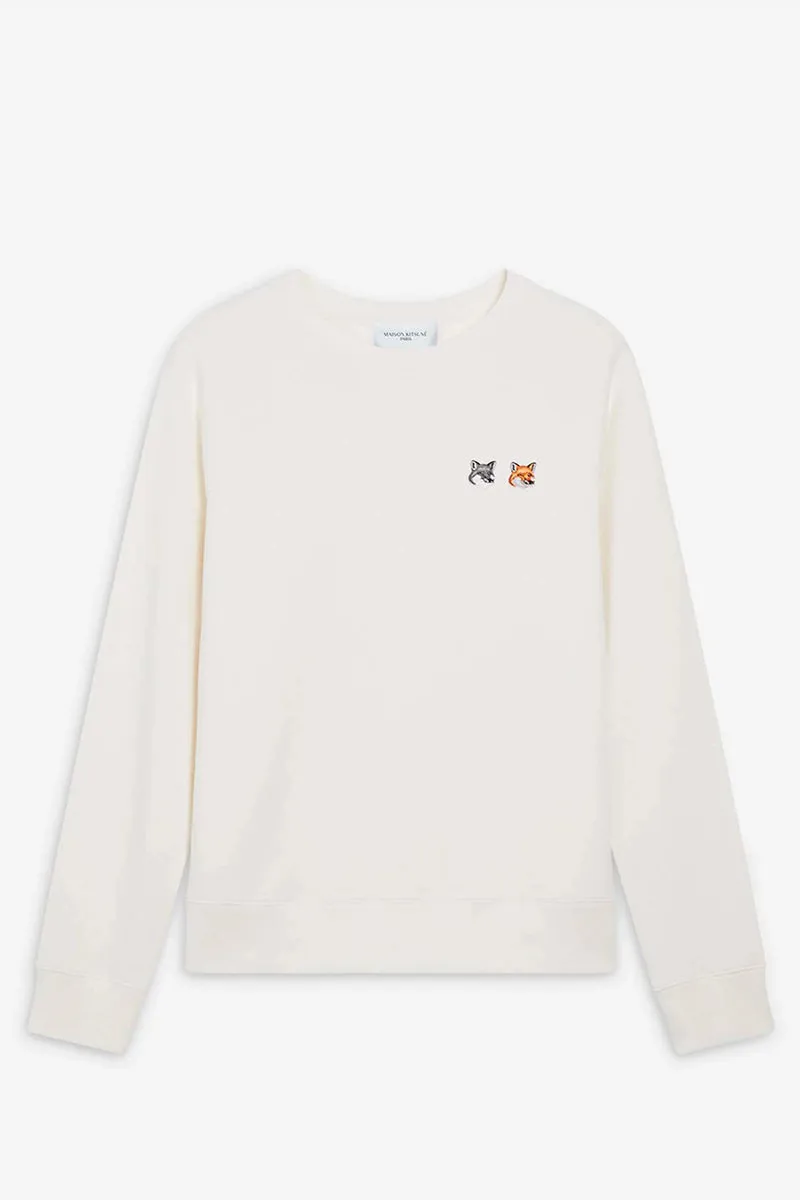 Doppelter Fuchskopf-Aufnäher Klassischer Sweatshirt Ecru