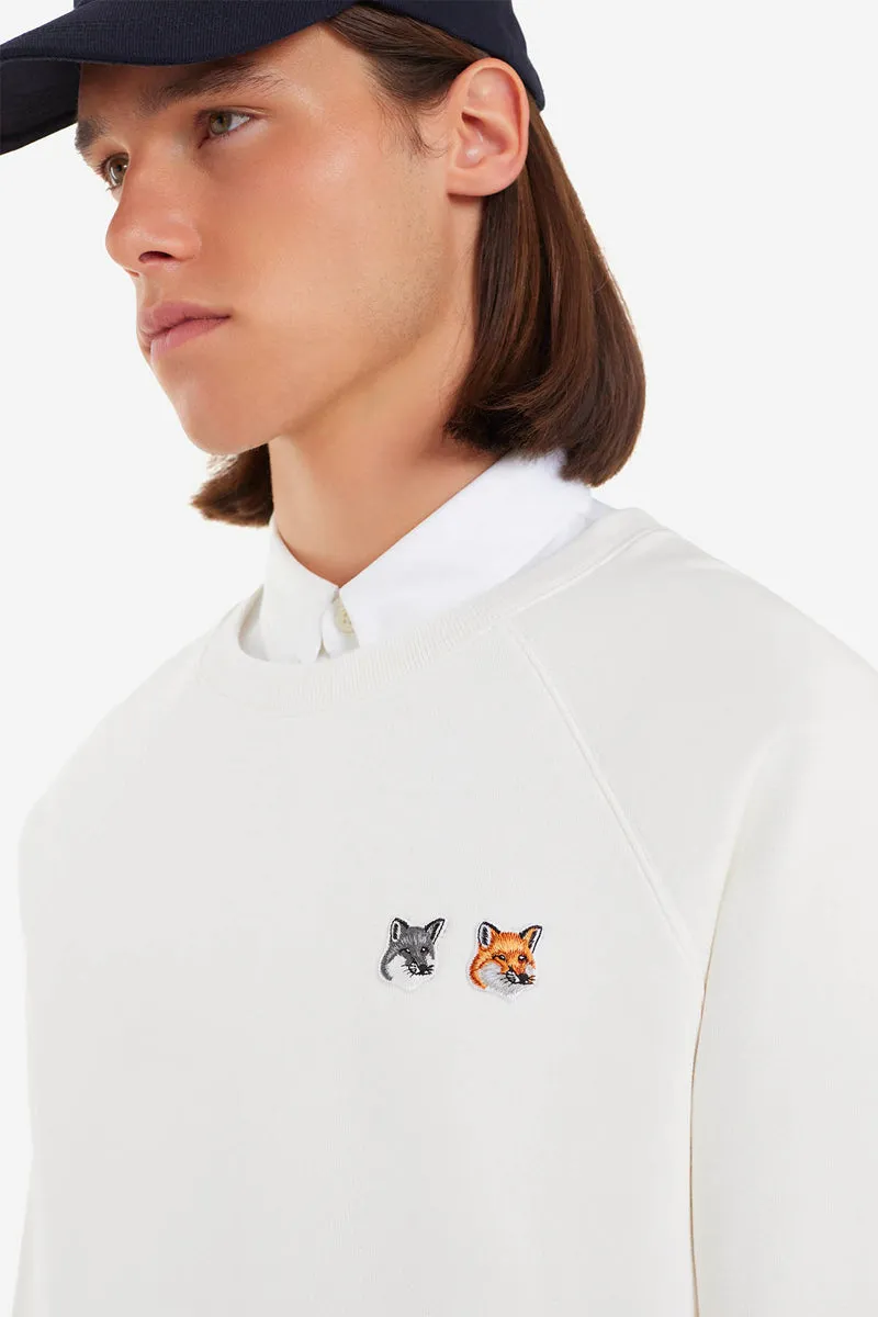 Doppelter Fuchskopf-Aufnäher Klassischer Sweatshirt Ecru