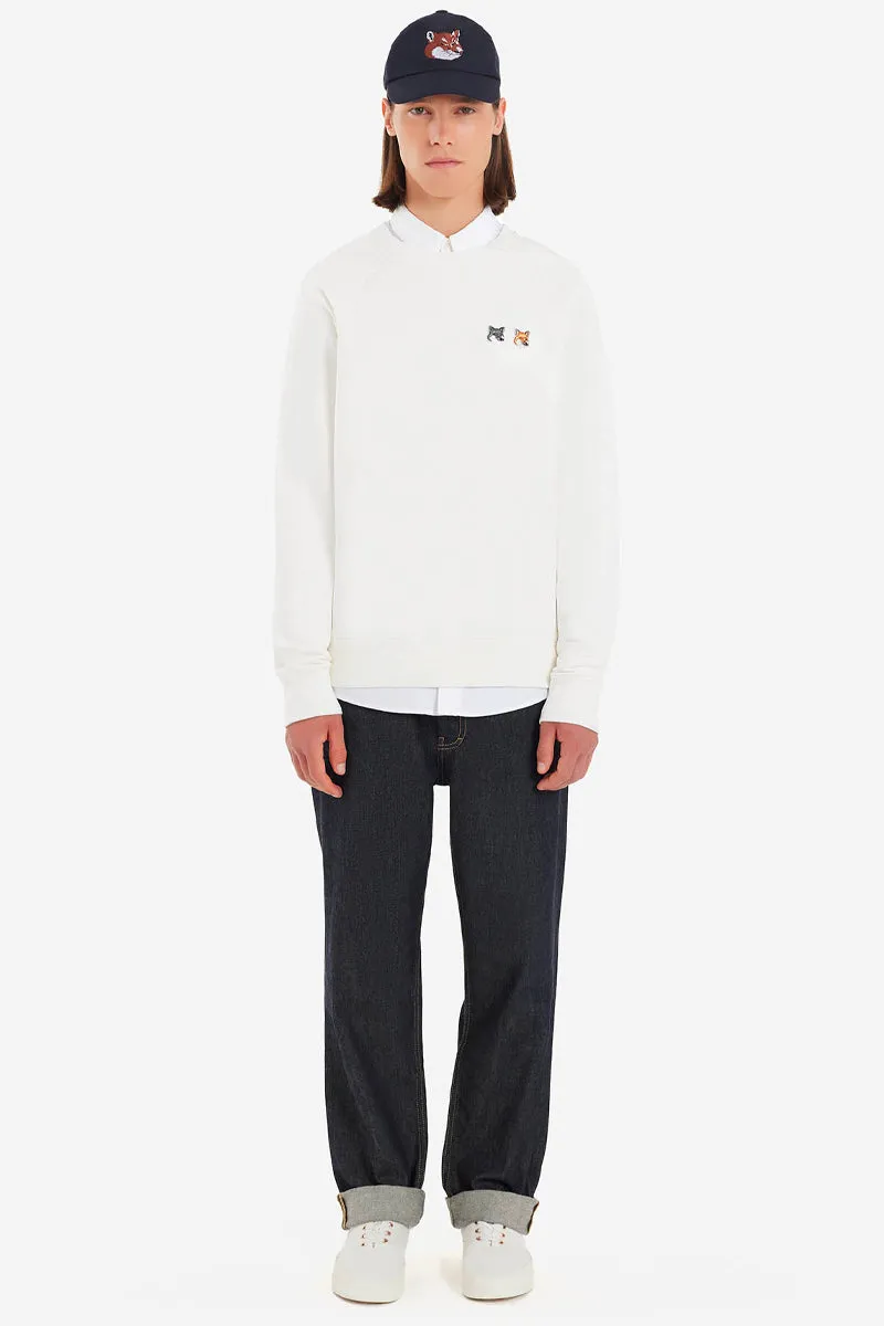 Doppelter Fuchskopf-Aufnäher Klassischer Sweatshirt Ecru