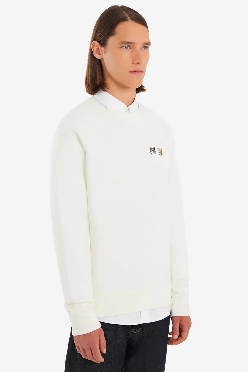 Doppelter Fuchskopf-Aufnäher Klassischer Sweatshirt Ecru