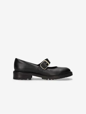 Emisa Damen Vegane Apfelleder Mary Janes | Schwarz