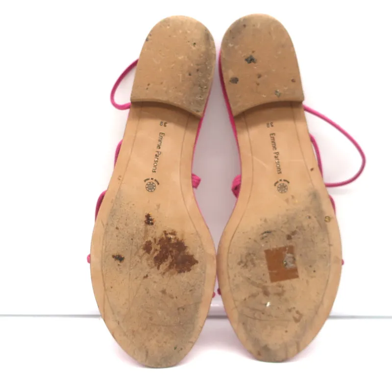 Emme Parsons Flache Slingback Zehensteg Sandalen Rosa Wildleder Größe 38