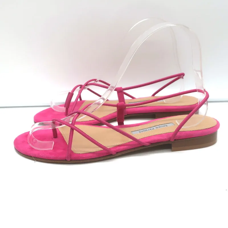 Emme Parsons Flache Slingback Zehensteg Sandalen Rosa Wildleder Größe 38