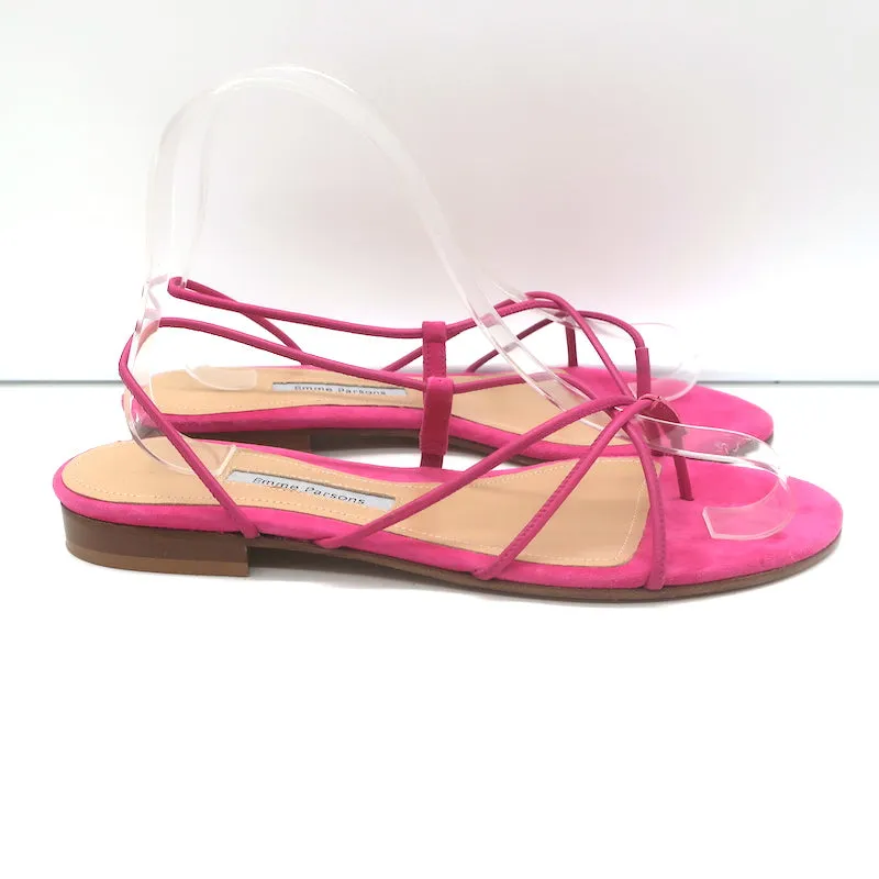 Emme Parsons Flache Slingback Zehensteg Sandalen Rosa Wildleder Größe 38