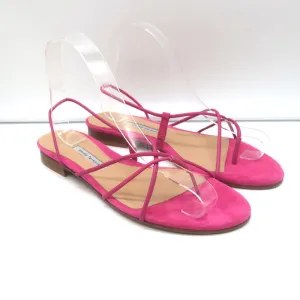 Emme Parsons Flache Slingback Zehensteg Sandalen Rosa Wildleder Größe 38