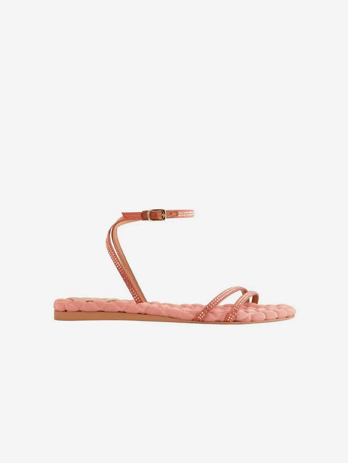 Faye Vegan Baumwoll-Sandalen mit Polsterung | Antikrosa Kristall