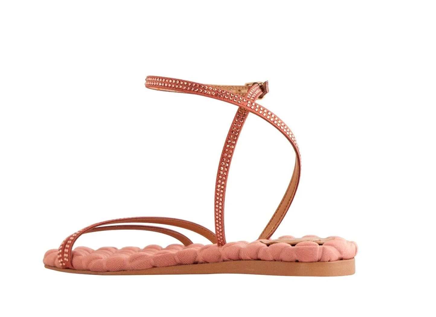 Faye Vegan Baumwoll-Sandalen mit Polsterung | Antikrosa Kristall