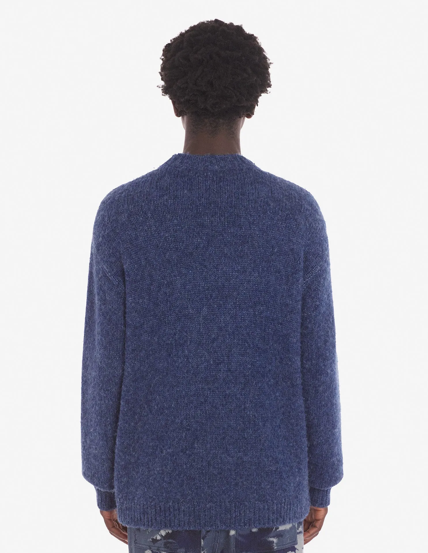 Fox Intarsia Comfort Jumper Denim Blau Melange