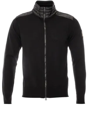 Vollreißverschluss Merino-Wollcardigan Schwarz
