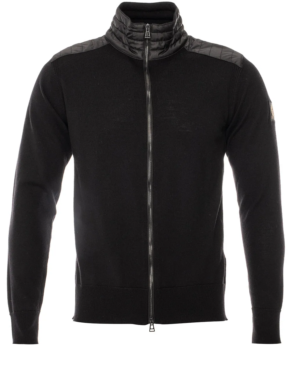 Vollreißverschluss Merino-Wollcardigan Schwarz