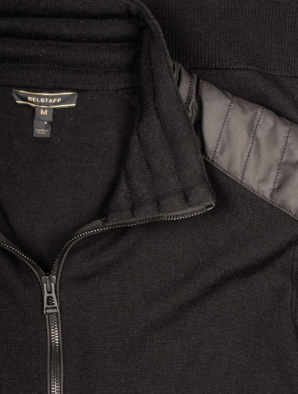 Vollreißverschluss Merino-Wollcardigan Schwarz