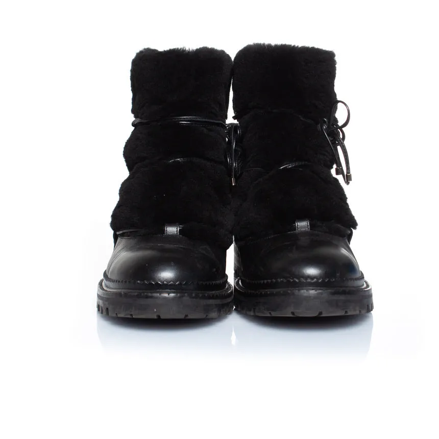 Pelzverzierte Schnürstiefel aus Leder Schuhe_Jimmy-Choo