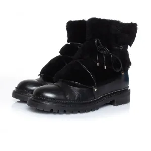 Pelzverzierte Schnürstiefel aus Leder Schuhe_Jimmy-Choo