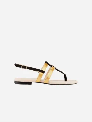 Gabriella Pinatex® Vegan Leder Gladiatoren Sandalen | Schwarz & Gold
