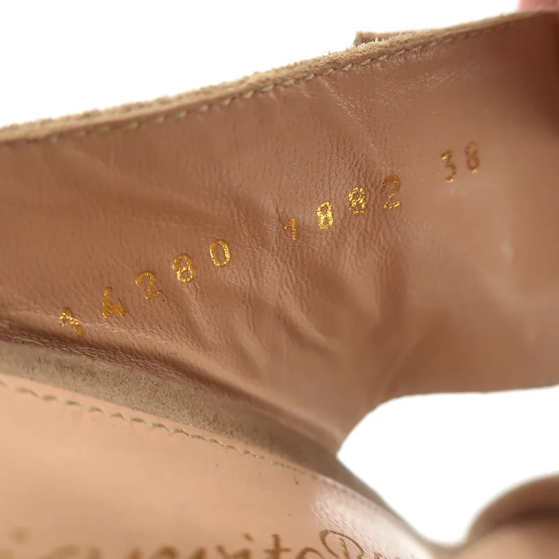 Gianvito Rossi Doppelband Cork Plateau Keil-Sandalen Beige Wildleder Größe 38