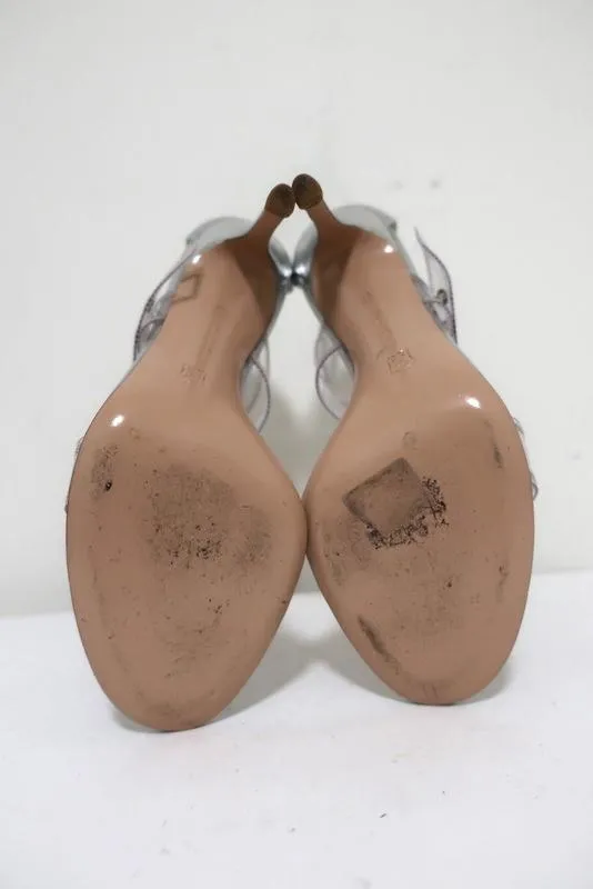 Gianvito Rossi Gabby Plexi Sandalen Klar PVC & Silber Leder Größe 36.5