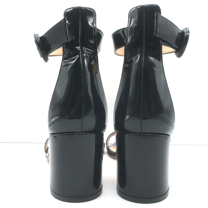 Gianvito Rossi Versilia Riemchensandalen Schwarz Lackleder Größe 40.5 NEU