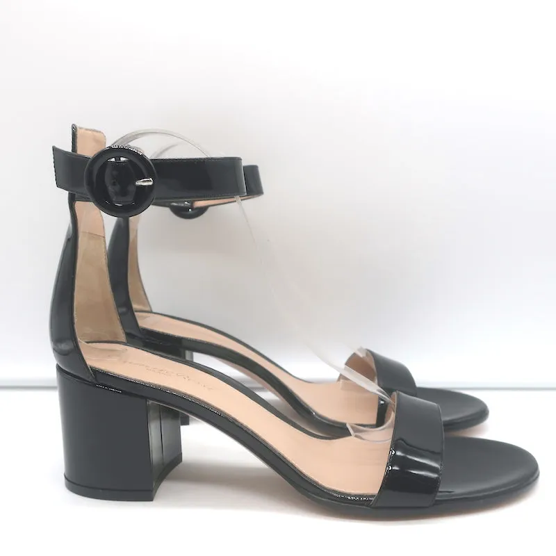 Gianvito Rossi Versilia Riemchensandalen Schwarz Lackleder Größe 40.5 NEU