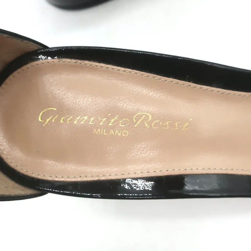 Gianvito Rossi Versilia Riemchensandalen Schwarz Lackleder Größe 40.5 NEU