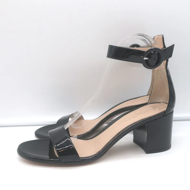 Gianvito Rossi Versilia Riemchensandalen Schwarz Lackleder Größe 40.5 NEU