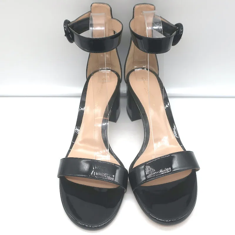 Gianvito Rossi Versilia Riemchensandalen Schwarz Lackleder Größe 40.5 NEU