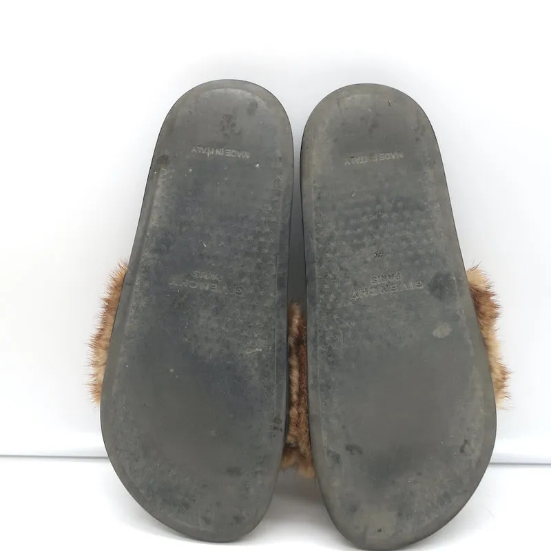 Givenchy Nerz Pool Sandalen Braun Größe 39,5 Schlupf-Flachsandalen