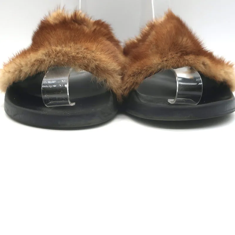 Givenchy Nerz Pool Sandalen Braun Größe 39,5 Schlupf-Flachsandalen