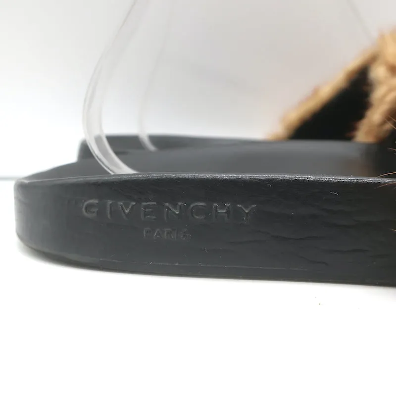 Givenchy Nerz Pool Sandalen Braun Größe 39,5 Schlupf-Flachsandalen