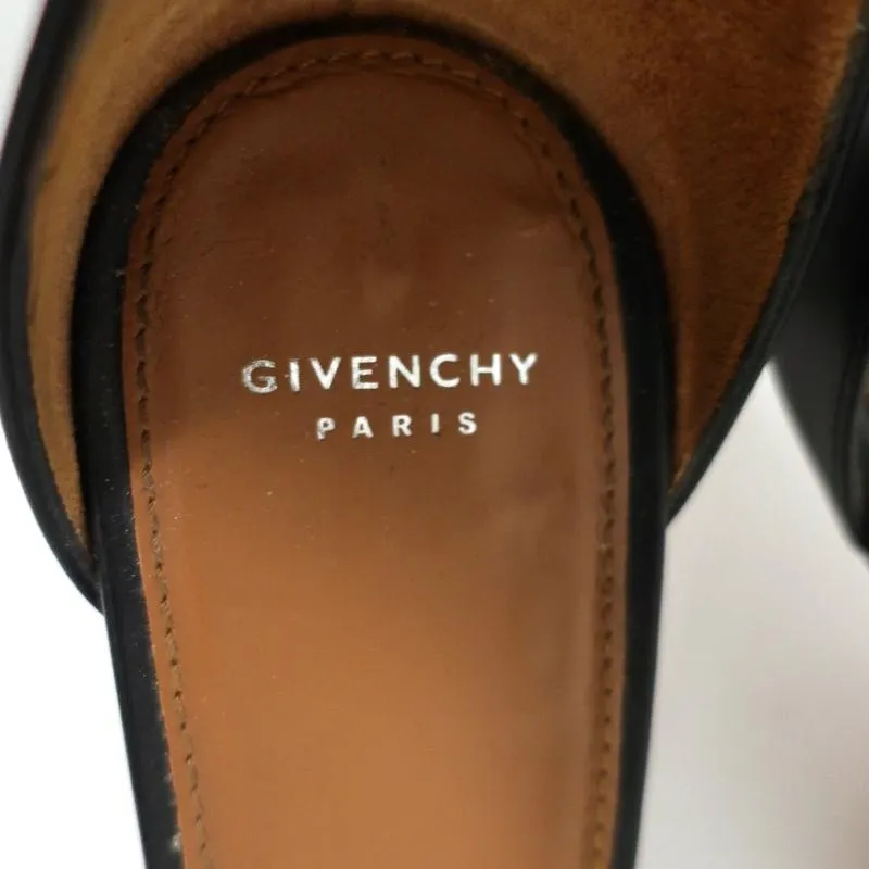 Givenchy Nadia Sandalen Schwarz Leder Größe 37,5 Knöchelriemchen Mittlere Absatzhöhe