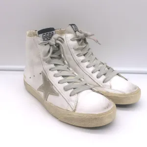 Golden Goose Francy Camo-Trim High-Top-Sneakers Weißes Leder Größe 36