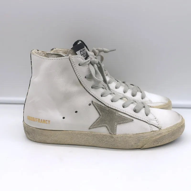 Golden Goose Francy Camo-Trim High-Top-Sneakers Weißes Leder Größe 36