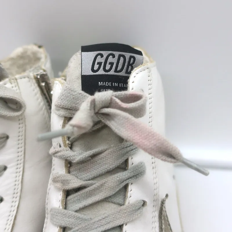 Golden Goose Francy Camo-Trim High-Top-Sneakers Weißes Leder Größe 36